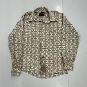 Vintage 60s 70s Debonaire Brown Pattern Cotton Shirt